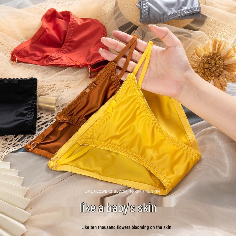 Ice Silk Seamless Women's Panties - Japanese Style, Low Waist, Thin Strap, Pure Desire, Cotton Crotch, Triangle Design