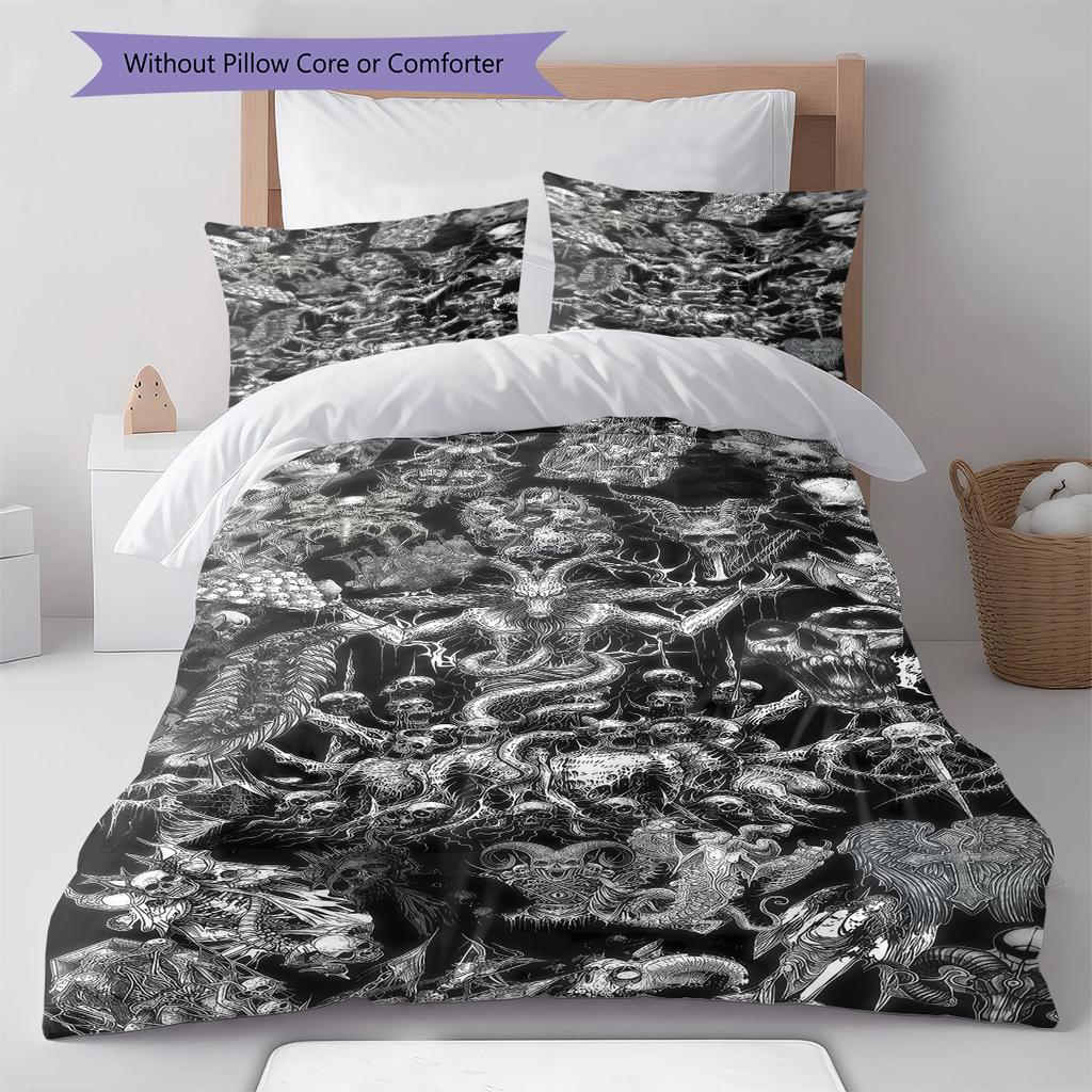 Satan Symbol Pattern Bedding,Quilt Set Quilt Cover Pillowcase Home Birthday Gift (1 * duvet cover + 2 * pillowcase, without core)