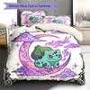 Bulbasaur Pattern Bedding Quilt Set Quilt Cover Pillowcase Home Decoration Birthday Gift (1 * duvet cover + 2 * pillowcase, without core)