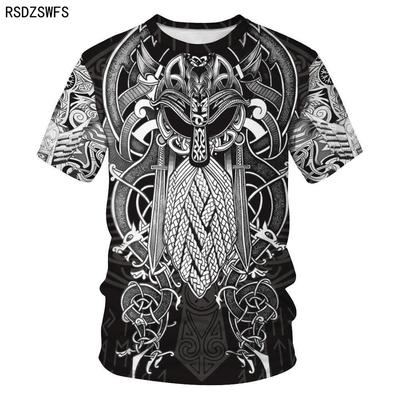 2021 nové triko Nordic Viking Tattoo Art Ženy Muži Piráti 3D tisk Trička Vikingové King Krátký rukáv Běžné Topy pánské oblečení