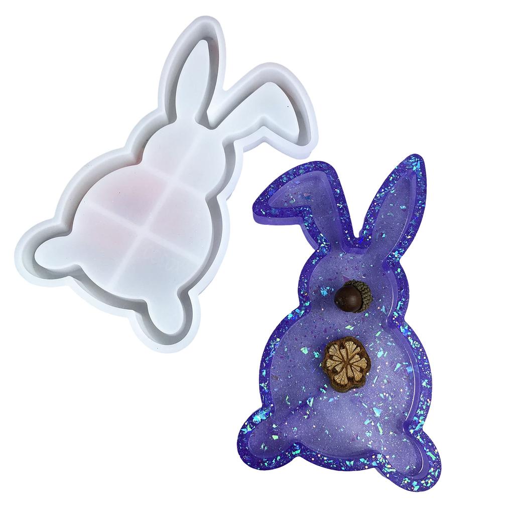 Cute Rabbit Shaped Trays Crafting Mold Flexible Silicone Container Mold For Making Rabbit Shaped Trays And Organizers