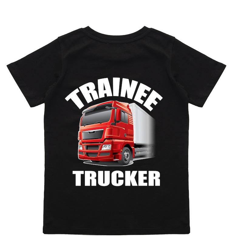 Trainee trucker truck HGV lorry driver black t-shirt kids children 100% cotton 110