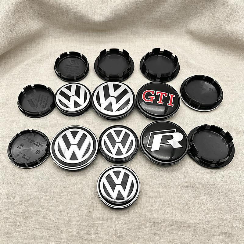 For VW 4pcs 55mm 65mm Car Styling Car Wheel Center Hub Cap Covers Badge For Volkswagen VW GTI Polo Golf 4 5 6 Touran CC Passat B5 B6 B7 ES1
