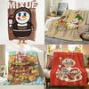 Food M Mixue I Ice Cream Tea Throw Flannel Throw Blanket Suitable for Sofa Living Room Bedroom
