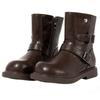Girls boots new middle and older children's belt buckle western leather boots versatile fashion British style children's Martin boots