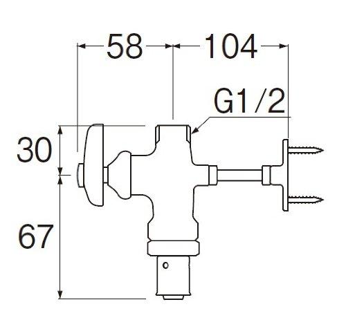 SANEI (Sanei) V2110V-4-13X80 Stop Valve with Crimp Adapter, Crimp Type, G1/2 Thread Diameter X 13A Pipe Diameter, 80mm Support Rod