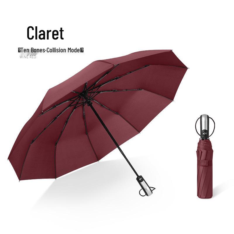 Fully Automatic 10-Rib UV Protection Folding Umbrella - Black Glue Sunscreen for Rain or Shine