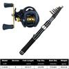 Fishing Rod, Bait Reel Set Telescopic spinning rod with reel, gear ratio 7.2:1, 18+1 bb, foldable design,  for predatory fish, right/left-handed use