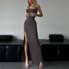 European and American Women's Summer One Neck Hanging Neck Strap Backless High Waist Slit Tight Fitting Hip Hugging Dress