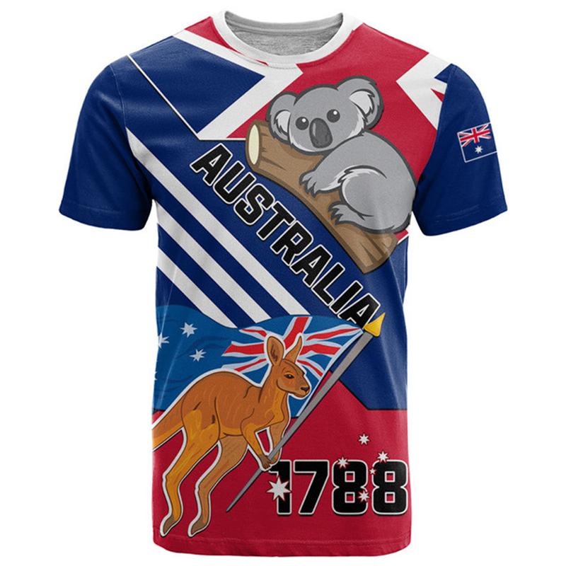 Australia Flag 3D Printed T-Shirts For Men Women Clothes Cute Koala Graphic Short Sleeve T Shirts New Casual Summer Kids Tops