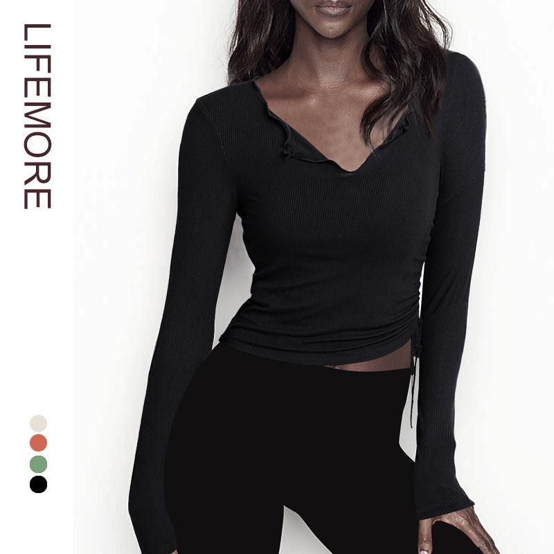 

Supaitao Long Sleeves Sports T-shirt Tight Women s Drawstring Black S