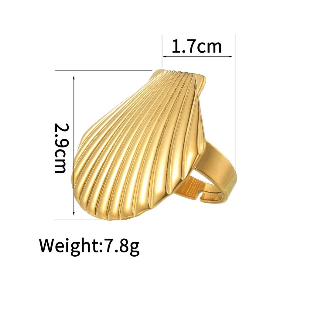 Anello Aperto INS Moda Acciaio Inossidabile Stella Marina Perla - Anello Dito Esagerato Placcato Oro 18K da Donna