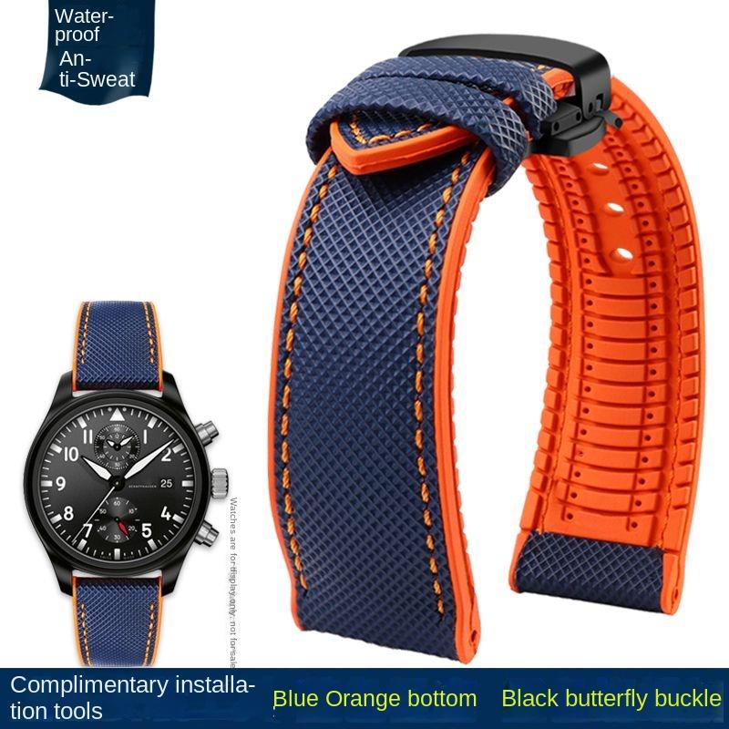 20mm 22mm 23mm 24mm Nylon Rubber Bottom Waterproof Watch Band for Longines IWC Pilot Mark 18 Seiko Omega Series Watchband Strap