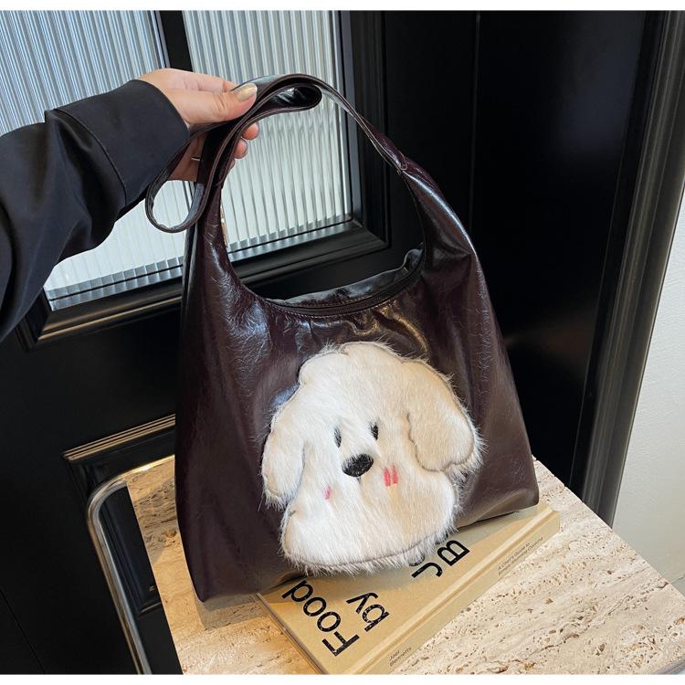 

Retro bag women s tote bag large capacity autumn and winter crossbody 2024 new casual shoulder commuter bag темно-коричневого кольору