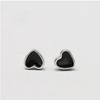 925 Sterling Silver Anti-Allergic Heart Stud Earrings for Men & Women - Simple Korean Style Black Cartilage Earrings