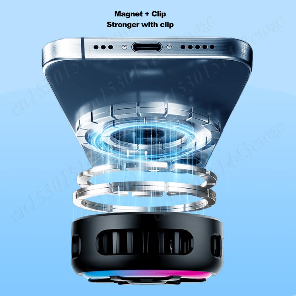 2024 DY28 Mobile Phone Magnetic/ Back-Clip 2 In 1 Semiconductor Radiator Cooling with RGB Light for IOS Android PUBG Game Cooler
