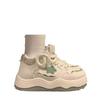 Fashion Chunky Women Heart White Casual Shoes Autumn All-match Leather Thick-sole Student Board Shoes Luxury Female Comfortable Sneakers