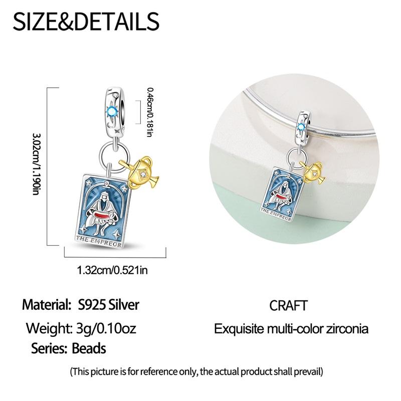 100%Stering Copper Tarot Cards Charms The Emperor'S Holy Grail Pendant Fit 3Mm Original Bracelet Diy For Women Jewelry