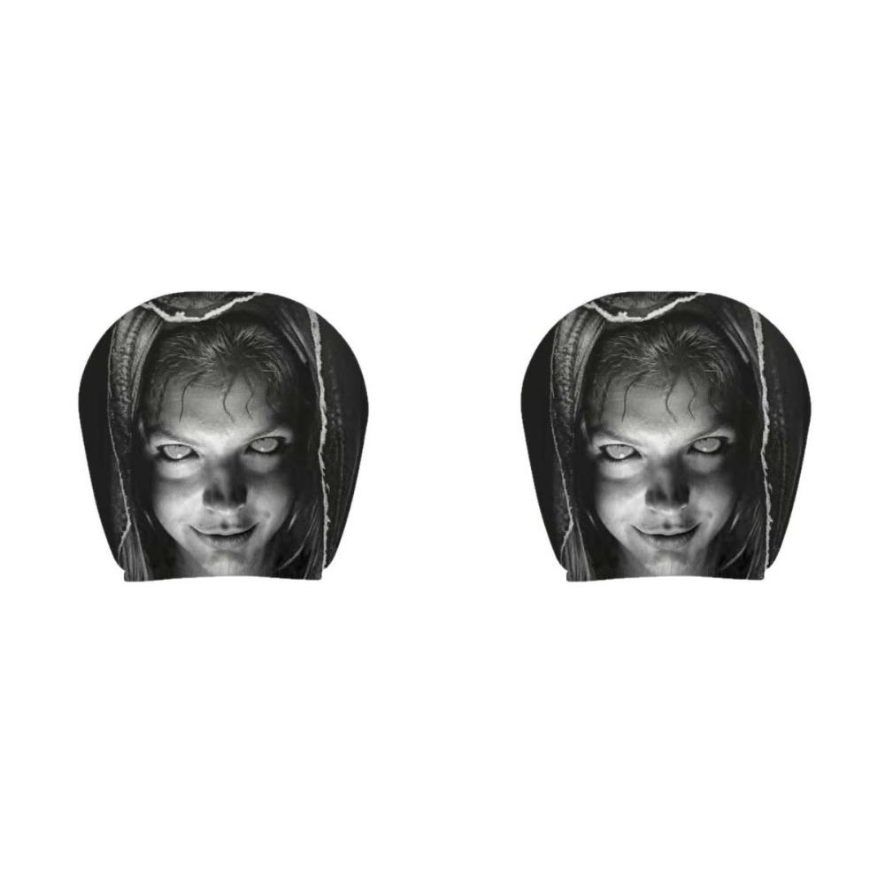 2PCS Skull Pattern Seat Headrest Protectors Auto Interior Decoration Cover Vehicle Interior