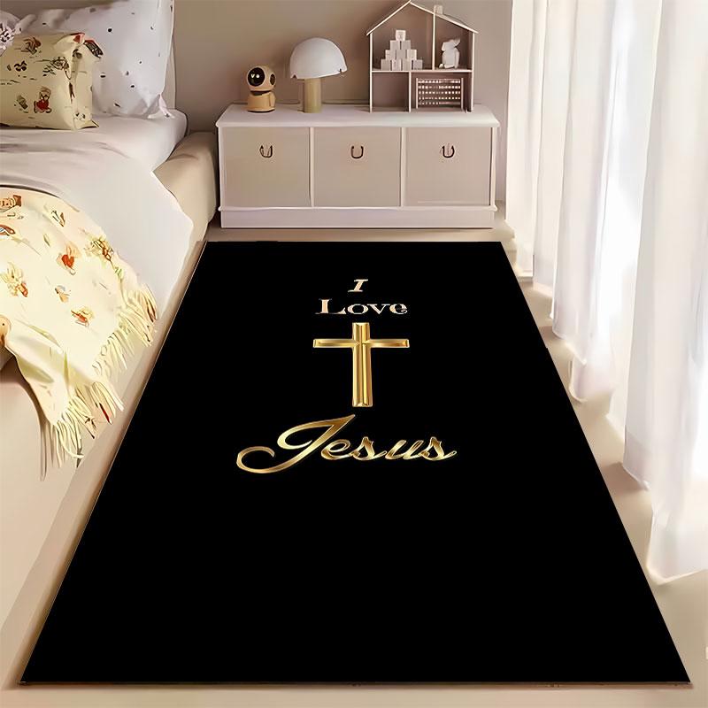 Christian Gold Cross Design suitable as a non-slip mat for the living room or bedroom sofa