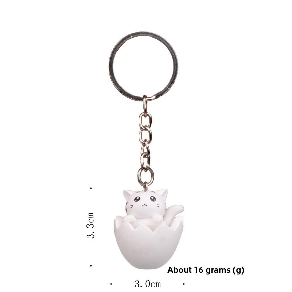 Adorable Eggshell Cartoon Cat Resin Pendants Keychain For Gifts Children