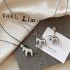 Korean Style Silver Horse Pendant Necklace - Women's Versatile Long Sweater Chain Accessory