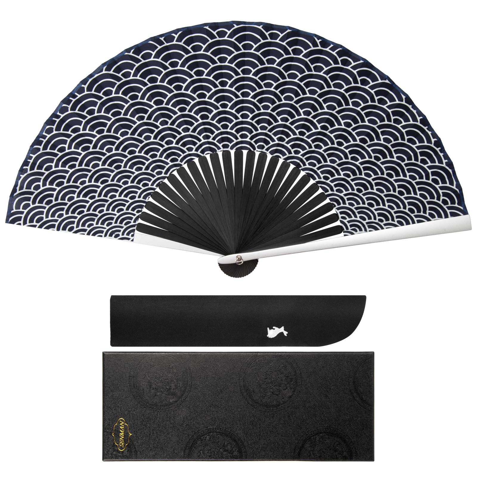 

СЕНМАН Премиальный веер из алюминиевого сплава и хлопка с веером в виде кролика Идеальный подарок для фейерверков за границей, лета, кабуки и жары. Узор сейгайха. Мужской веер,