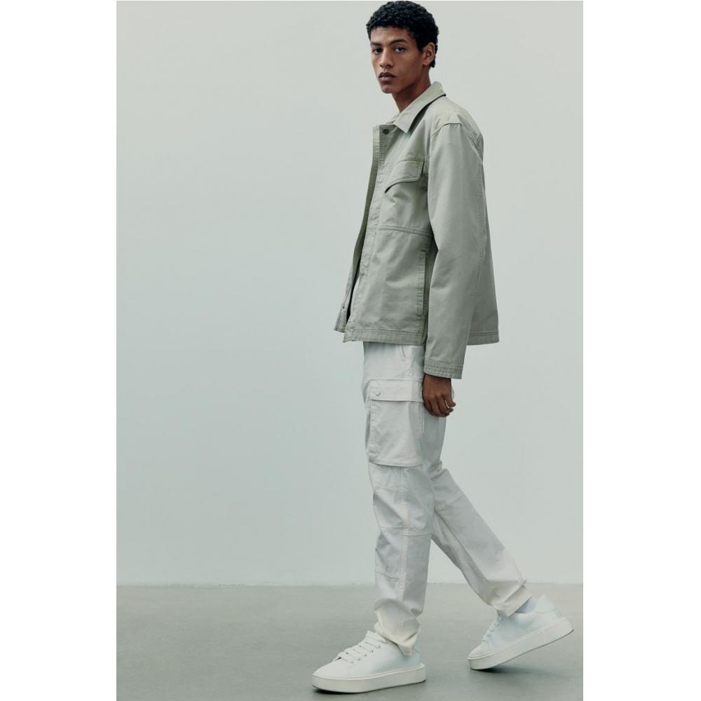 H M Regular Fit Canvas oversHirt pistacHio Green