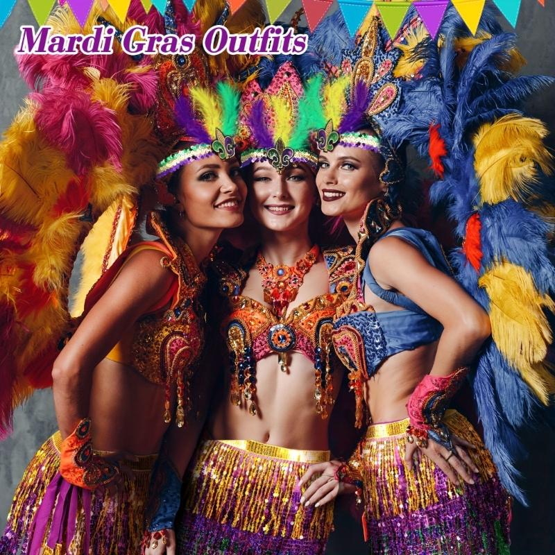 Mardi Gras Costume Tricolor Eyemask Beaded Necklace Feather Headband for Event Parties Favors Carnivals Party Supplies