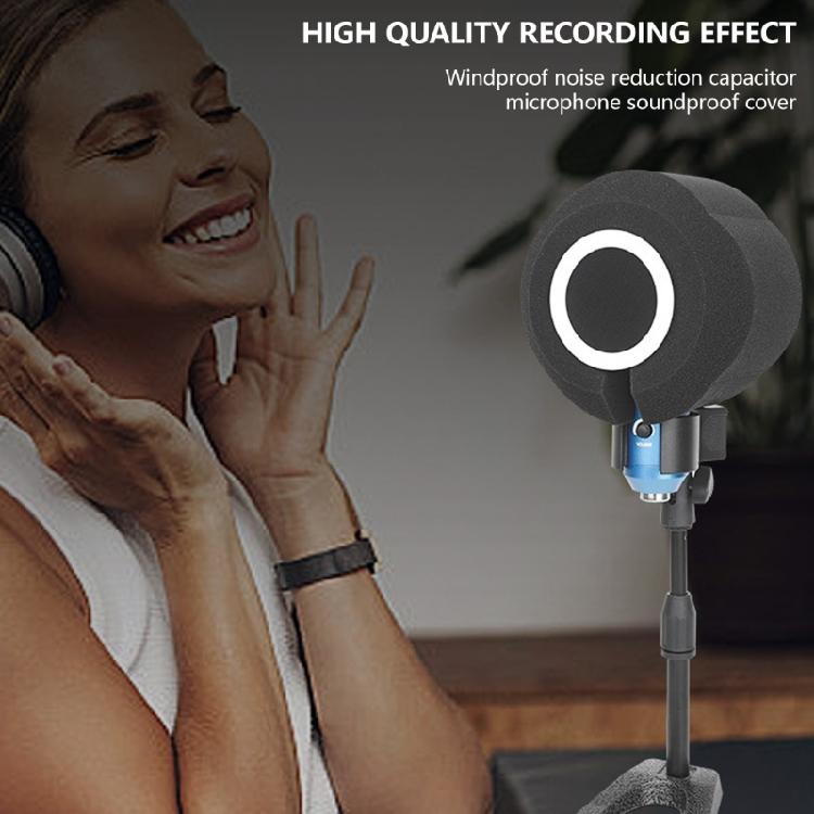 Microphone Soundproof Cover Windproof Sound Reduction Capacitve Mic Windscreen Net Sound-Absorbing Cover for Live