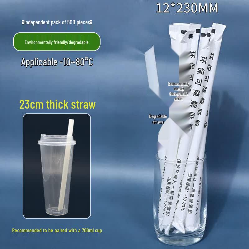 Ruhan 23cm Biodegradable Thick Disposable Straws, 500-count