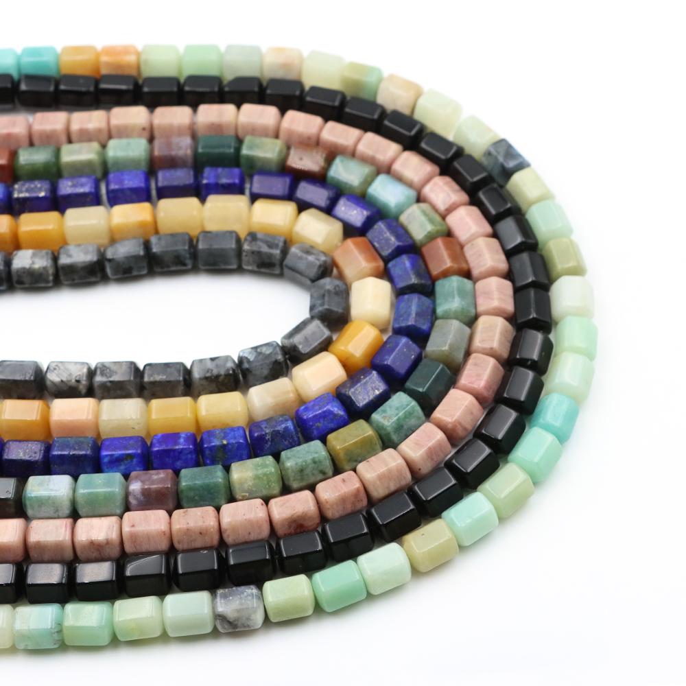 Faceted Natural Stone Square Rose Quartz Agates Loose Spacer Beads For Jewelry Diy Making Crystals Bracelet Pendant Accessories