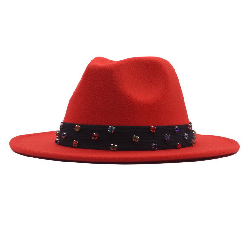 New Fashionable and Elegant Jazz Hat, Spring, Autumn and Winter Belt Woolen Casual Fashion Big-brimmed Lady Jazz Hat