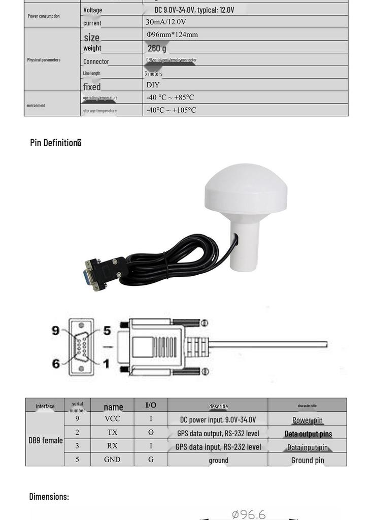 North Sky GPS Mushroom Head Receiver BE-57D: BeiDou GNSS Module with Ceramic Aerial & AIS Nautical Timekeeping