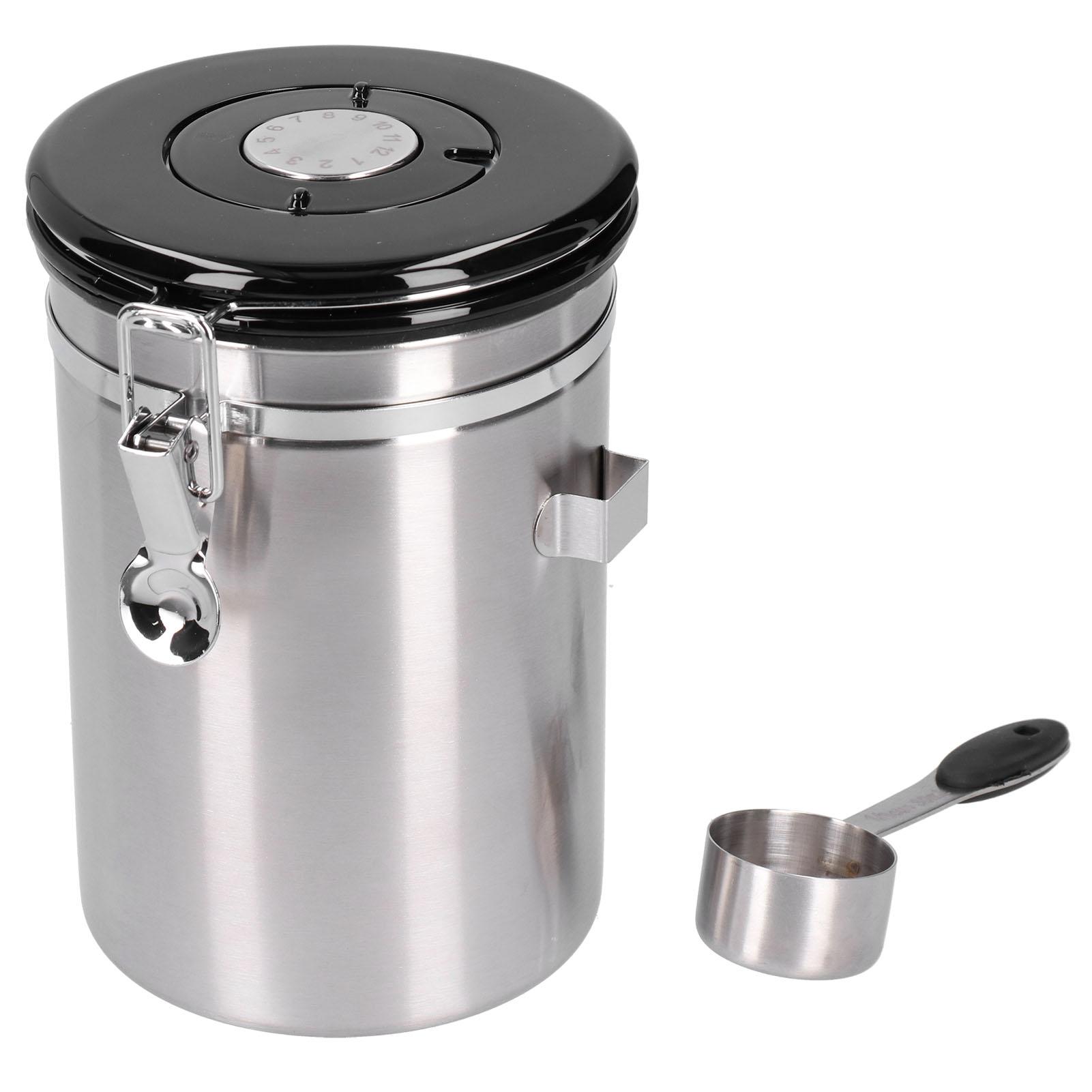 Coffee Bean Container with Exhaust Valve Tea Leaf Storage Canister for Kitchen Use(Silver Spoon 1.8L (Filled 750g Coffee Bean))