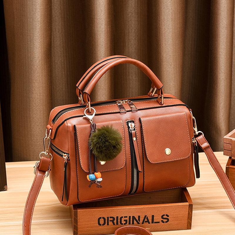 Women's Crossbody Wallet Top Handle Small Square Bag Medium Waterproof Handbag Plain Leather Shoulder Bag