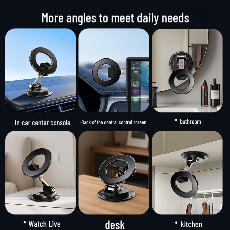 Retractable Rotating Magnetic Phone Holder with Suction Cup for Desktop and Car Use