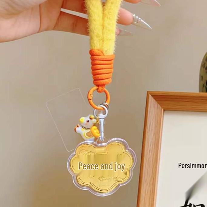 2026 Solid 999 Gold Four-Leaf Clover Good Luck Pendant Keychain