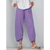 Summer Women Elastic Waist Pants Cotton Loose Casual Trousers