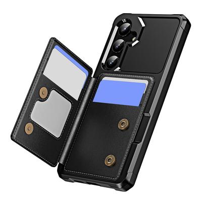 For Samsung Galaxy S25+ Case Card Slot Kickstand Leather+TPU Reinforced Corner Phone Cover