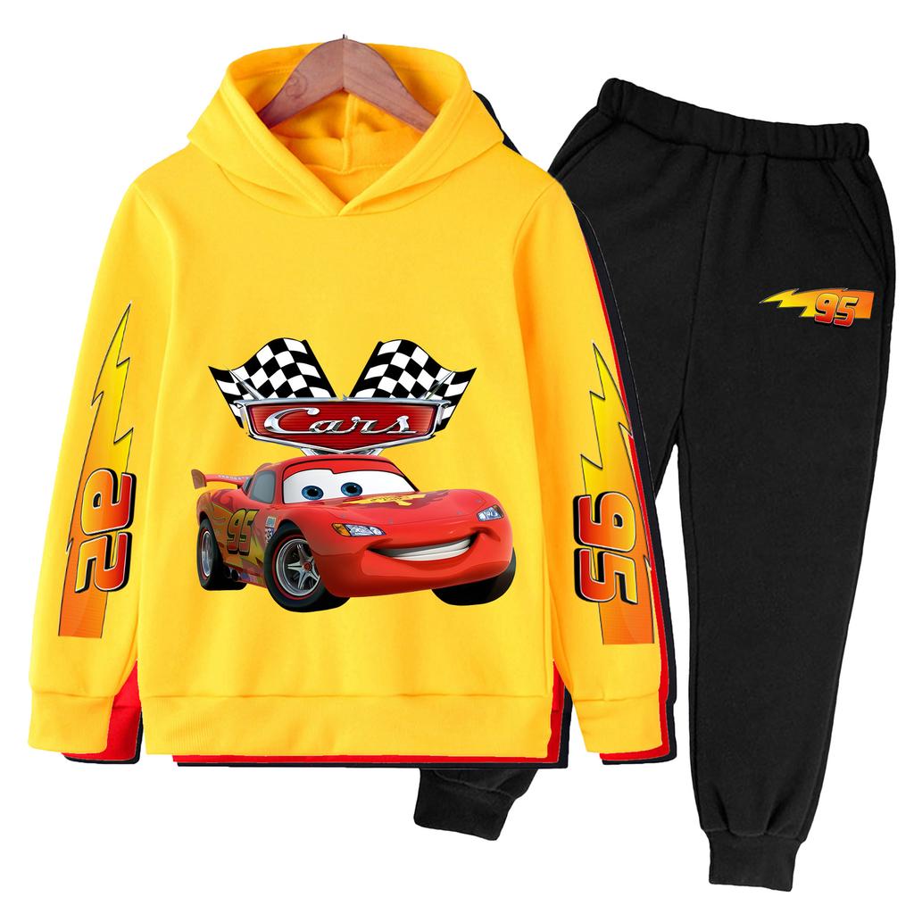 Kreslené Anime Blesk McQueen Módní Cool Potisk Volné Teplé Pohodlné Chlapecké Dívčí Mikiny Dlouhý Rukáv Set