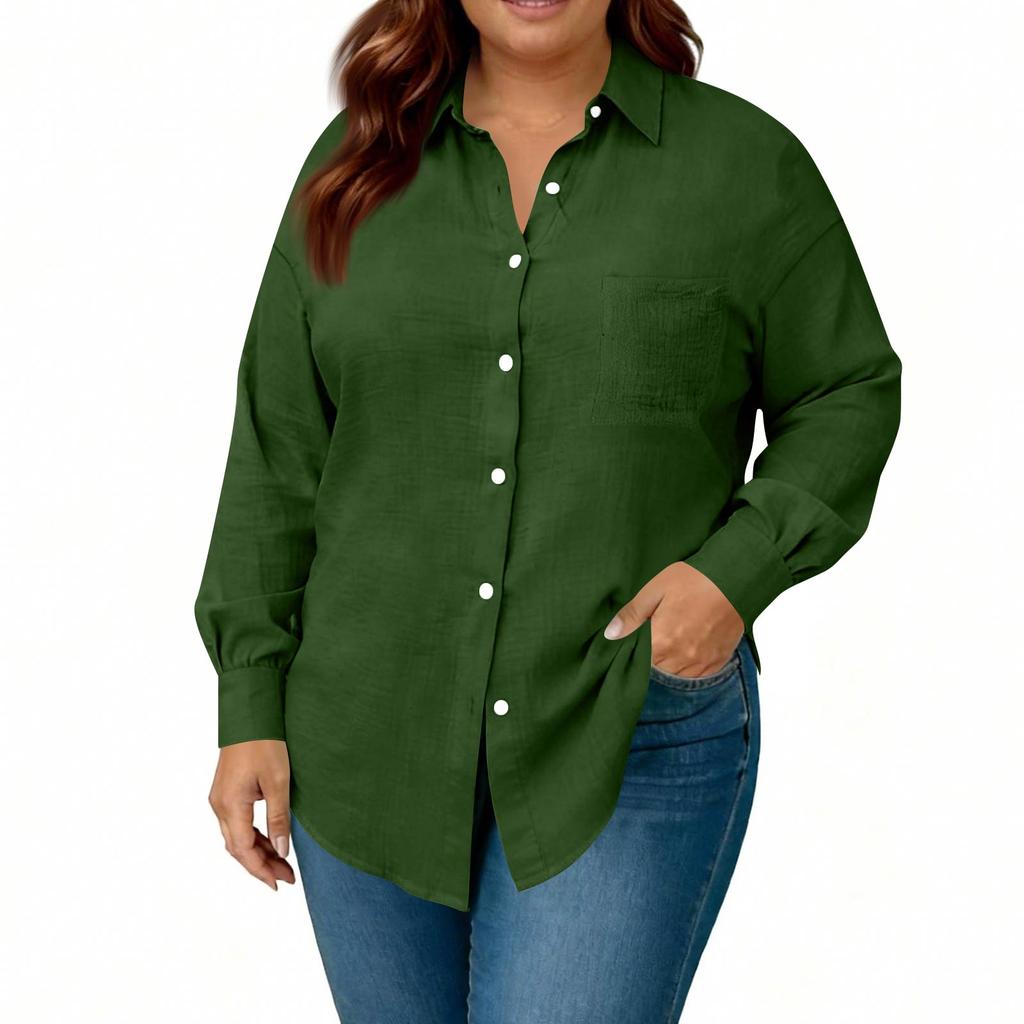 Damesmode Casual Kleur Knoopsluiting Lange Mouwen Shirt Top
