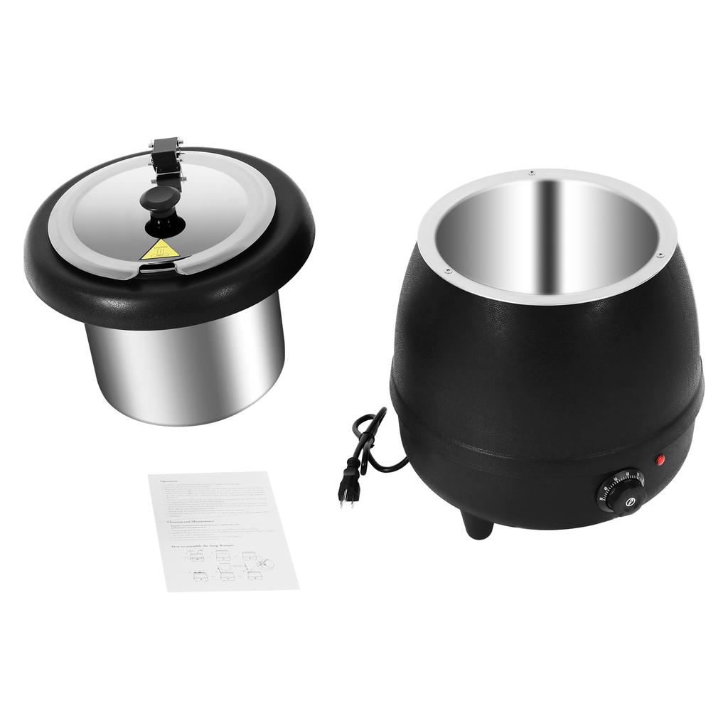 10.5QT Soup Warmers Commercial Soup Kettle Electric Soup Pot with Detachable Insert Pot Temperature Control Knob for Restaurants