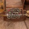 Retro Square Red Drip Oil Cowboy Casual Embossed Leather Unisex Bag