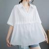Navava Thin Waist String Collar Short Sleeve Blouse Nb2783