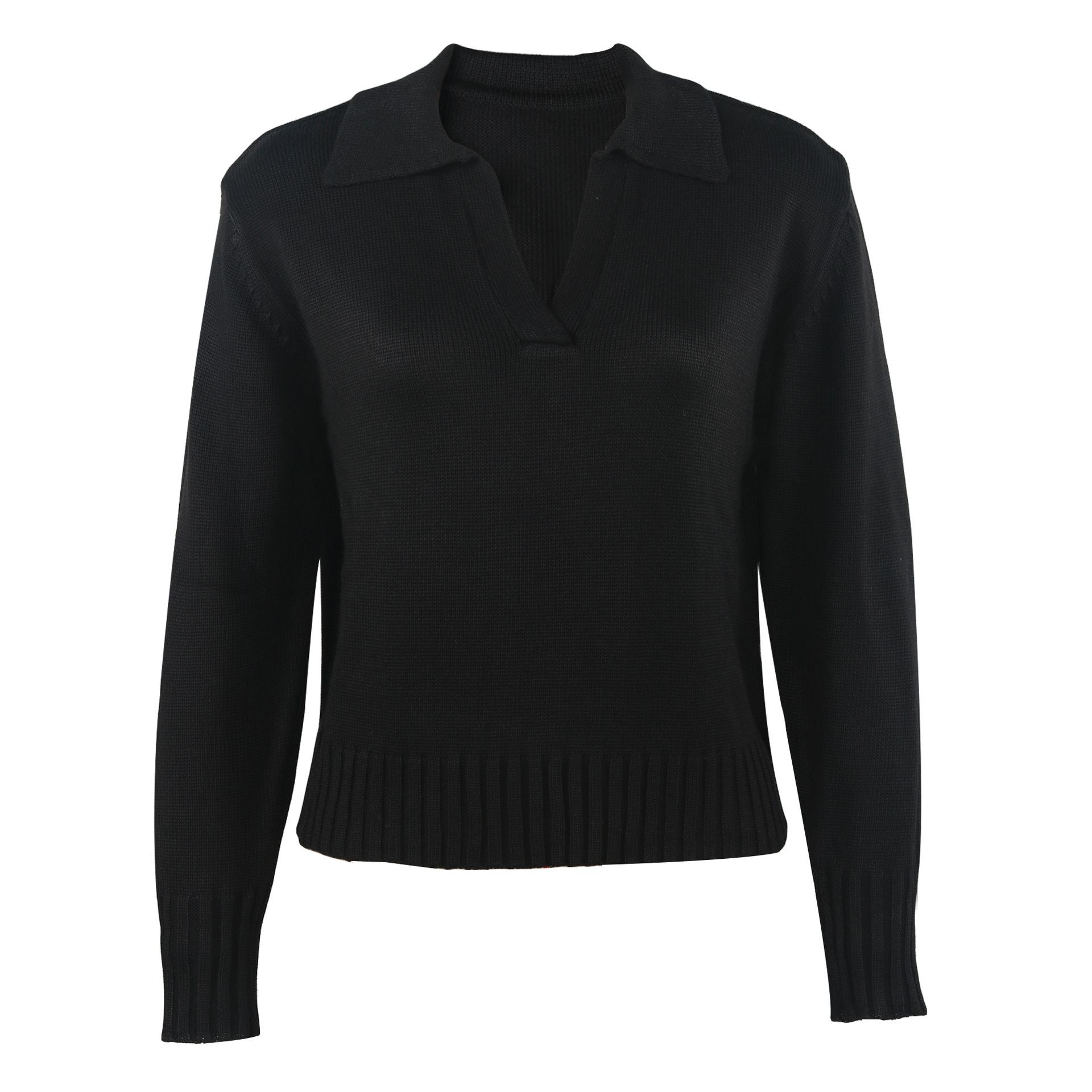 

Вязаный свитер женский трикотаж с длинным рукавом осень-зима водолазка пуловеры джемпер женский L чёрный