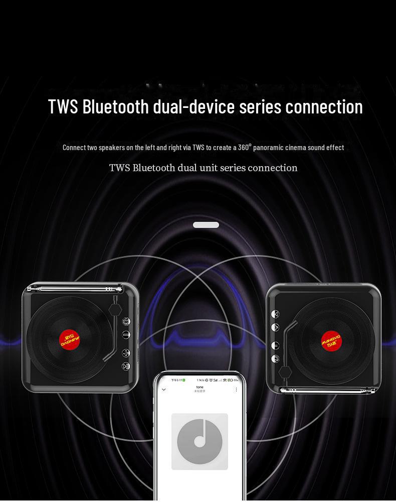 H3 Retro Bluetooth Mini Speaker: Creative Gift, Radio, Card Player