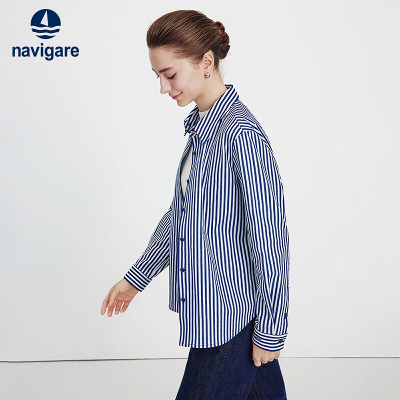 Navigare Women s Striped Long-Sleeve Shirt XL