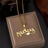 Atoztide Personalized Custom 5cm Big Pendant Names Necklace Stainless Steel Crown Cuban Thick Chain for Men Women Jewelry Gift