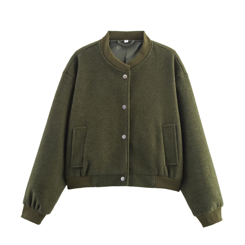 DAFIFY Moda feminina casual cor sólida estampa outono inverno manga comprida gola redonda jaquetas e casacos